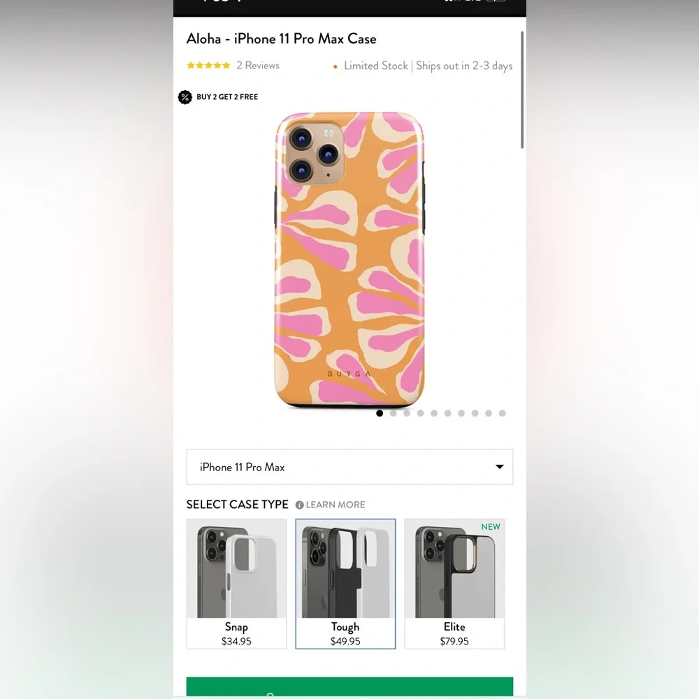 Burga Aloha Pink and Orange Floral Tough Cade for iPhone 11 Pro Max